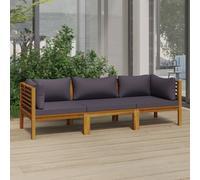 vidaXL Canapé de jardin à 3 places avec coussin Bois d'acacia massif