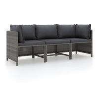 Vidaxl Canapé De Jardin À 3 Places Avec Coussins Gris Résine Tressée Gris