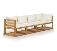 Vidaxl Canapé De Jardin À 4 Places Avec Coussin Crème Bois D'acacia