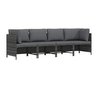 vidaXL Canapé de Jardin à 4 Places avec Coussins Gris Résine tressée