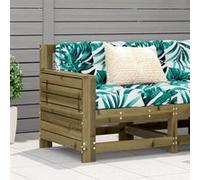 vidaXL Canapé de Jardin Accoudoir avec Coussin, Siège avec Dossier, Fauteuil de Terrasse Patio Arrière-cour Extérieur, Bois 844924 Vert G