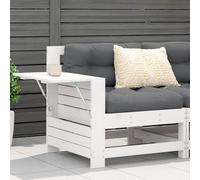 Vidaxl Canapé De Jardin Accoudoir Et Coussin Blanc Bois Massif De Pin