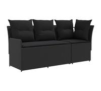 vidaXL Sofa de jardin avec accoudoirs et sofa d'angle 2 Pièce Noir, Pieds réglables, mobilier modulaire moderne, canapé lounge stylé, sectionnel d'angle, sièges d'extérieur, ensemble rembourré