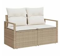 Sofa De Jardin 2 Places Vidaxl Avec Rangement Et Coussins En Poly Rotin Beige