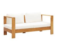 Vidaxl Canapé De Jardin Avec Coussin 140 Cm Acacia Solide Blanc Crème Blanc