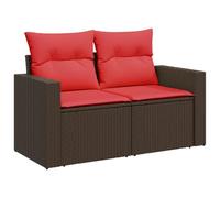 vidaXL Canapé de jardin avec coussin, 2 places, avec compartiment de rangement sous assise, canapé de terrasse avec housse amovible et lavable, meubles de jardin, meubles de terrasse, en polyrotin
