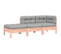 vidaXL Canapé de jardin avec coussin et pouf 3 places