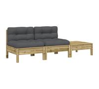 vidaXL Canapé de jardin avec coussin et tabouret 2 places