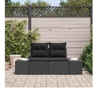 Canapé De Jardin 2 Places Vidaxl Avec Rangement Et Coussins En Poly Rattan Noir