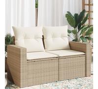 vidaXL Canapé de jardin 2 places avec coussins – Résine tressée beige