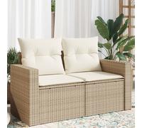 vidaXL Canapé de Jardin avec Coussins 2 Places, Siège avec Housse, Meuble de Terrasse Patio Balcon Extérieur, Beige Résine Tressée