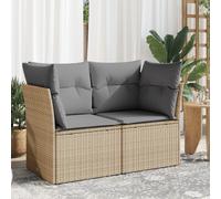 Vidaxl Canapé De Jardin Avec Coussins 2 Places Beige Résine Tressée