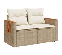 Vidaxl Canapé De Jardin Avec Coussins 2 Places Beige Résine Tressée