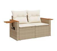 Vidaxl Canapé De Jardin Avec Coussins 2 Places Beige Résine Tressée