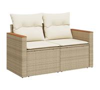 Vidaxl Canapé De Jardin Avec Coussins 2 Places Beige Résine Tressée