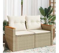 vidaXL Canapé de jardin avec coussins 2 places beige résine tressée 366066