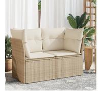 vidaXL Canapé de jardin avec coussins 2 places beige résine tressée 366075