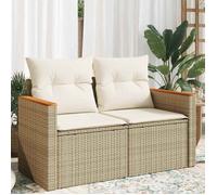 vidaXL Canapé de jardin avec coussins 2 places beige résine tressée 366082
