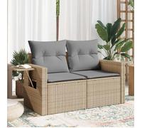 vidaXL Canapé de jardin avec coussins 2 places beige résine tressée 366094