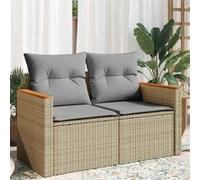 Vidaxl Canapé De Jardin Avec Coussins 2 Places Beige Résine Tressée