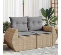vidaXL Canapé de jardin avec coussins 2 places beige résine tressée 366107