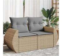 Vidaxl Canapé De Jardin Avec Coussins 2 Places Beige Résine Tressée