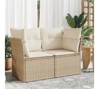 Vidaxl Canapé De Jardin Avec Coussins 2 Places Beige Résine Tressée