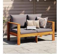vidaXL Canapé de jardin avec coussins 2 places bois massif d'acacia, canapé d'extérieur, causeuse de jardin, canapé de 367629