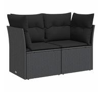 vidaXL Canapé de Jardin avec Coussins 2 Places en polyrotin Noir