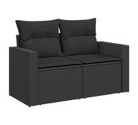 vidaXL Canapé de Jardin avec Coussins 2 Places, Siège avec Dossier et Accoudoir, Meuble de Patio Terrasse Extérieur, Noir 365971