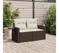 vidaXL Canapé de Jardin avec Coussins 2 Places, Siège avec Dossier, Meuble de Patio Arrière-Cour Terrasse Extérieur, Marron Résine Tressée