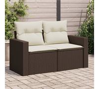 vidaXL Canapé de Jardin avec Coussins 2 Places, Siège avec Dossier, Meuble de Patio Arrière-Cour Terrasse Extérieur, Marron Résine Tressée