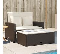 vidaXL Canapé de Jardin avec Coussins 2 Places, Siège avec Repose-Pieds, Canapé-lit avec Dossier, Meuble de Terrasse Patio, Marron Résine Tressée
