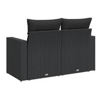 vidaXL Canapé de Jardin avec Coussins 2 Places en polyrotin Noir