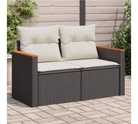 Canapé de Jardin avec Coussins 2 Places, Siège avec Accoudoirs, Transat avec Dossier, Meuble de Terrasse Patio, Noir 366008