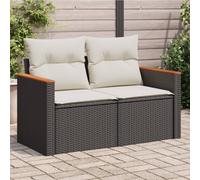 Vidaxl Canapé De Jardin Avec Coussins 2 Places Noir Résine Tressée