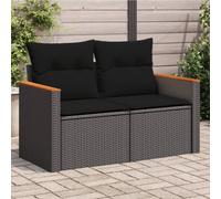 Vidaxl Canapé De Jardin Avec Coussins 2 Places Noir Résine Tressée