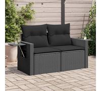 Vidaxl Canapé De Jardin Avec Coussins 2 Places Noir Résine Tressée