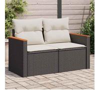 vidaXL Canapé de Jardin avec Coussins 2 Places, Siège avec Accoudoirs, Transat avec Dossier, Meuble de Terrasse Patio, Noir 366008