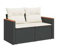 Vidaxl Canapé De Jardin Avec Coussins 2 Places Noir Résine Tressée