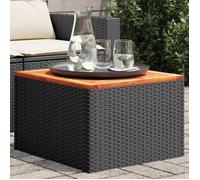 Vidaxl Table De Jardin Noir 55x55x37 Cm Résine Tressée Et Bois Acacia