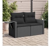 vidaXL Canapé de Jardin avec Coussins 2 Places, Siège avec Dossier et Accoudoir, Meuble de Patio Terrasse Extérieur, Noir 365972