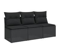 vidaXL Canapé de jardin avec coussins 3 places noir résine tressée 365988