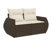 vidaXL Canapé de Jardin avec Coussins 2 Places, Siège avec Dossier, Meuble de Patio Arrière-Cour Terrasse Extérieur, Marron Résine Tressée