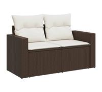 vidaXL Canapé de Jardin avec Coussins 2 Places, Siège avec Dossier, Meuble de Patio Arrière-Cour Terrasse Extérieur, Marron Résine Tressée