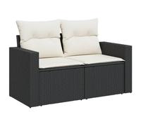 vidaXL Canapé de jardin 2 places avec coussins en résine tressée Noir