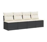 Vidaxl Canapé De Jardin Avec Coussins 4 Places Noir Résine Tressée