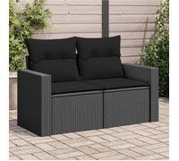 vidaXL Canapé de Jardin avec Coussins 2 Places, Siège avec Dossier, Meuble de Patio Arrière-cour Terrasse Extérieur, Noir 365989