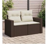 vidaXL Canapé de Jardin avec Coussins 2 Places, Siège avec Dossier, Meuble de Patio Arrière-cour Terrasse Extérieur, Marron 366209