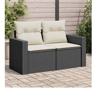 Canapé de jardin vidaXL avec coussins 2 places noir résine tressée Noir